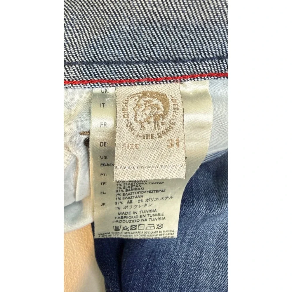 Diesel Tepphar Slim-Carrot Jeans Blue Distressed Stretch Button Fly Men's 31x32